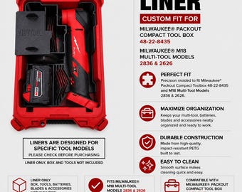 Organizer Liner für Milwaukee M18 FUEL Multi-Tool 2836-20 & M18 Multi-Tool 2626-20 | Packout 48-22-8435 NUR Werkzeug, Batterie, Klinge LINER