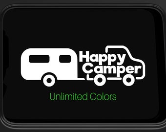 Happy Camper Car Window Decal, Camping Bumper Sticker, I Love Camping, Yeti Tumbler Cup Bottle Decals RV Tent Decal I Wish I Was Camping