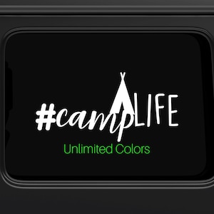 Camp Life Camping Decal Car Window Decal Windshield Decal Window Sticker Decal Wilderness Decal Outdoors Decal Trailer Decal