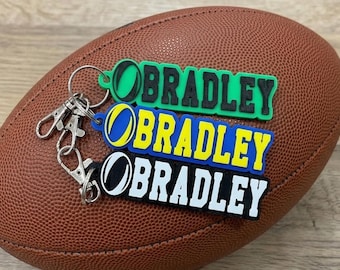 Porte-clé personnalisé imprimé 3D - Porte-clé équipe de rugby - Cadeaux équipe de rugby - Porte-clé rugby cadeau sport Porte-clé personnalisé étiquette de sac RUGBY