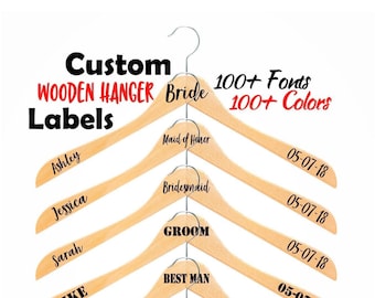 Wooden Hanger Decals, Wooden Hanger Labels, Wedding Gifts, Wedding Party Gifts, DIY Wedding Decals, Wedding Stickers, Wedding Labels