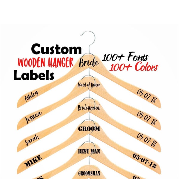 Wooden Hanger Decals, Wooden Hanger Labels, Wedding Gifts, Wedding Party Gifts, DIY Wedding Decals, Wedding Stickers, Wedding Labels