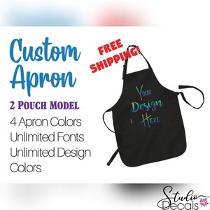 Custom Chef 2 Pouch Apron Full Length | Butcher Apron | Apron For Dad Gift For Dad Personalized Kitchen Apron | Gift For Chef