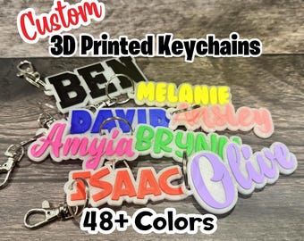 Custom 3D Printed Transparent Keychain - Keychain Custom Key Chain Custom Key Ring 3D Printed Name - Custom Name Keychain Backpack Tag CLEAR