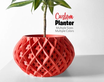 Vaso per fioriera per interni stampato personalizzato con drenaggio - Vaso per fiori - Piante grasse - Vaso per cactus - Fioriera per fiori - Vaso per fioriera stampato in 3D Decorazioni per la casa