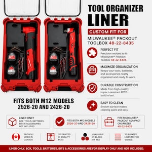Organizer Liner for Milwaukee M12 Oscillating Multi-Tool 2526-20 & 2426-20 | Packout 48-22-8435 Tool, Battery , Blade Storage, LINER ONLY