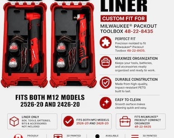 Organizer Liner für Milwaukee M12 Oscillierende Multi-Tool 2526-20 & 2426-20 | Paket 48-22-8435 Werkzeug, Batterie, Klingenaufbewahrung, NUR LINER