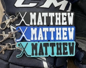 Porte-clé personnalisé imprimé en 3D - Porte-clé hockey - Cadeaux équipe de hockey - Porte-clé équipe - Cadeaux sport - Porte-clé personnalisé - étiquette de sac personnalisée HOCKEY