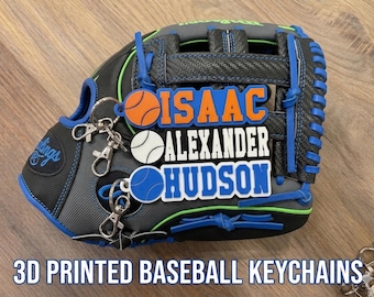 Porte-clé personnalisé imprimé en 3D - Porte-clé de baseball - Cadeaux pour une équipe de baseball - Porte-clé d'équipe - Cadeaux de sport - Porte-clé personnalisé - Étiquette de sac BASEBALL