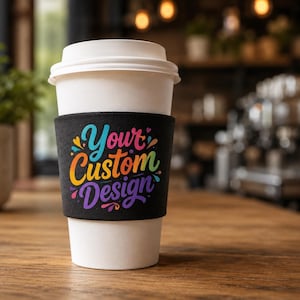 Custom Foam Coffee Sleeve Wrap | Personalized Coffee Cup Sleeve | Wedding Favor | Gift for Coffee Lover