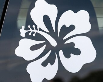 Hawaii Hibiscus Flower Vinyl Decal - Tropical Floral Sticker for Car Windows and Tumblers