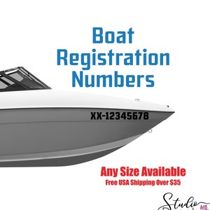Custom Boat Registration Numbers Decals - Boat Number Decals - Boat Registration Stickers - Boat Lettering Decals - Boat Validation Decals