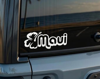 Vinilo adhesivo personalizado de Maui, Hawái: pegatina floral de hibisco para coches y ventanas.