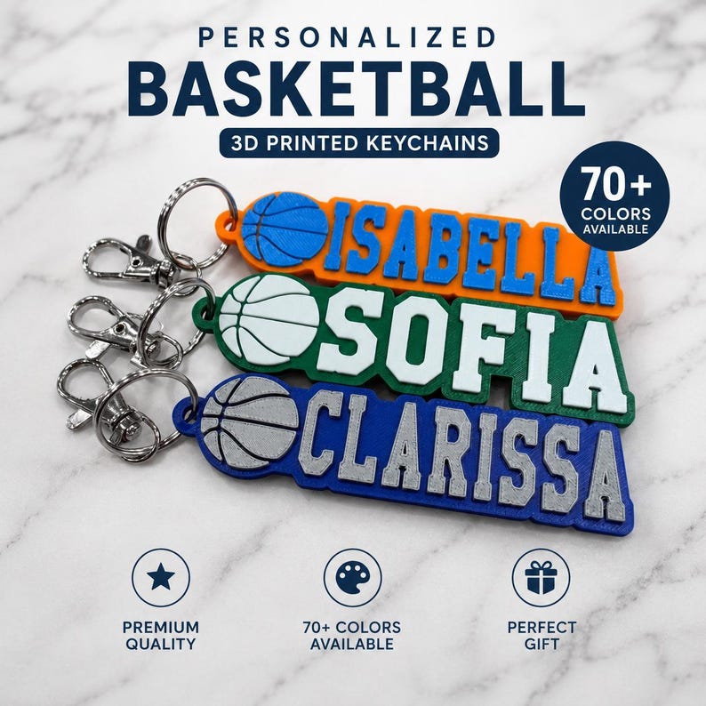 Custom 3D Printed Keychain - Basketball Keychain - Basketball Team ...