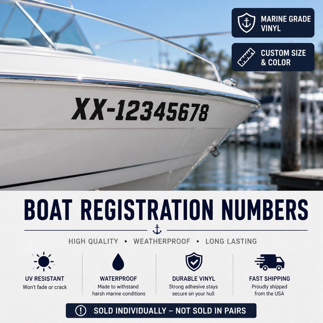 Custom Boat Registration Numbers Decals - Boat Number Decals - Boat ...