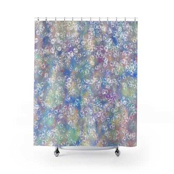 Bubbles Shower Curtain Pastel Pink Blue, Pink Blue And Green Shower Curtain