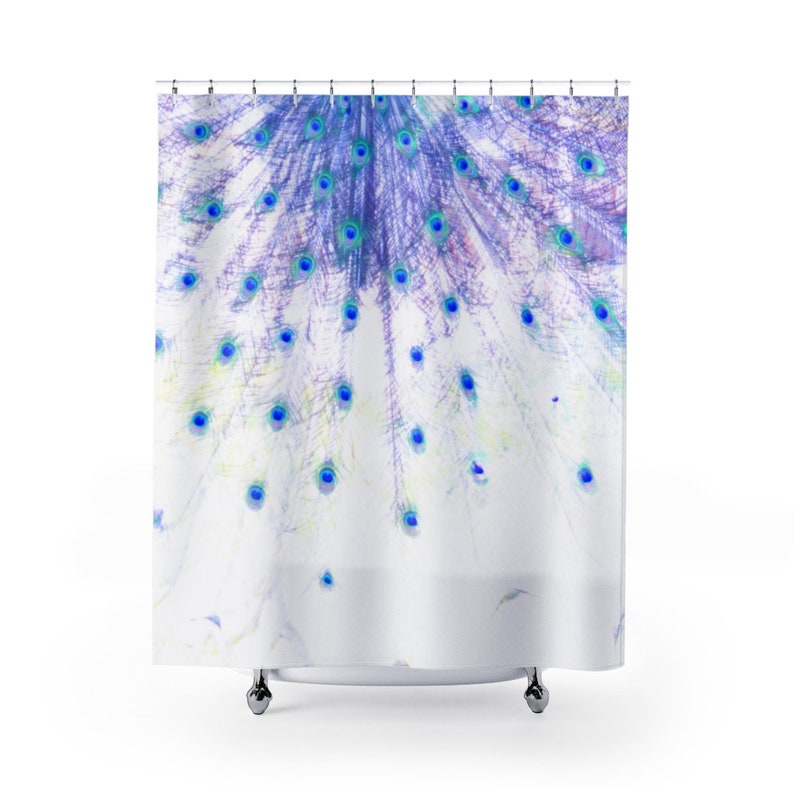Purple Peacock Shower Curtain Lilac Lavender Purple Royal Etsy