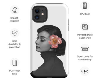 Audrey Hepburn with Peony Tough Case for iPhone®