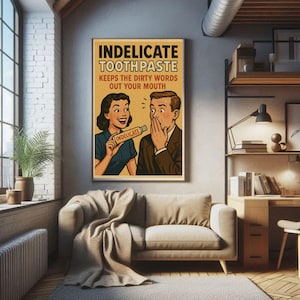 Vintage humorvolles Poster, unempfindliche Zahnpasta-Wandkunst, schrullige Wohndekoration, Retro-Küchendekoration, Geschenk für Freunde, lustige Geschenkidee 24 X 36