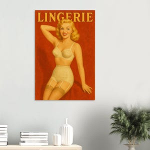 1950s Lingerie Poster - Retro Pin-Up Art Print - Glamorous Wall Decor 24 x 36