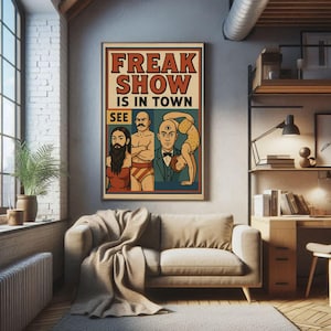 Freak Show Is In Town - Manifesto del circo vintage in stile anni &#39;40 24 x 36