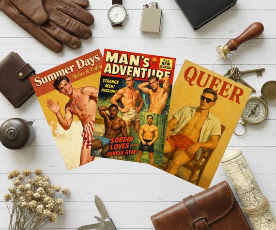 Queer Vintage 1960s Sticker Bundle – Retro Gay Stickers 3 Pack