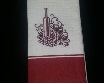 Wine machine embroidered kitchen hand towel Housewarming/Wedding/ Anniversary Gift