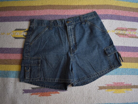 crosshatch denim cargo shorts