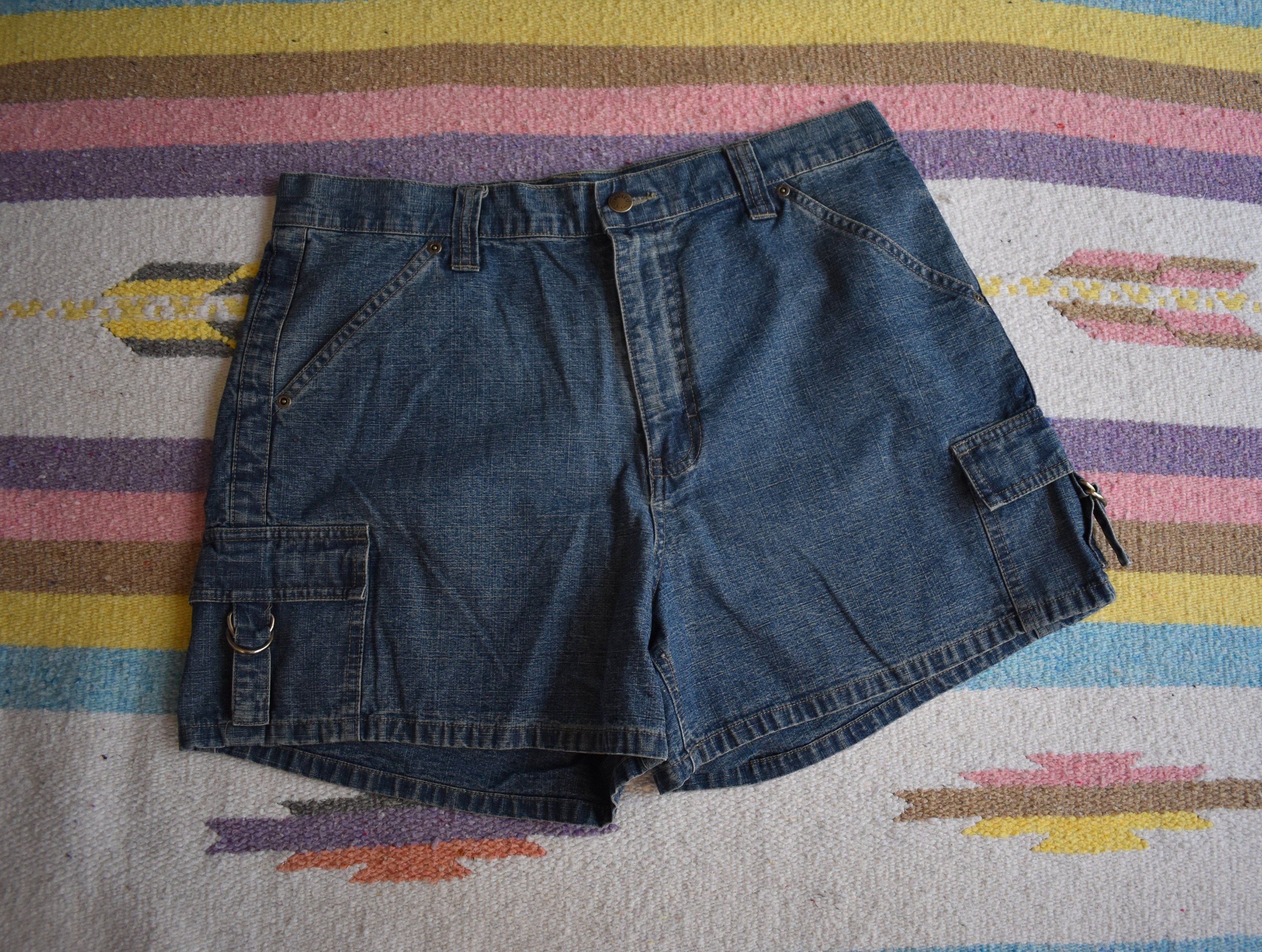 Denim Cargo Shorts Vintage Jean Shorts 