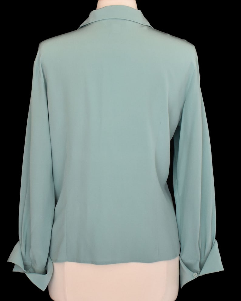 Long Sleeve Silk Blouse Vintage 90s Seafoam Green Shirt Etsy