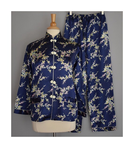 Asian Silk Lounge Pajama Set, Japanese Style Cher