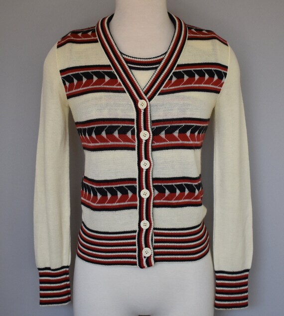 90s Southwest Print Twin Set Minimalist Striped Sweater Set - Etsy