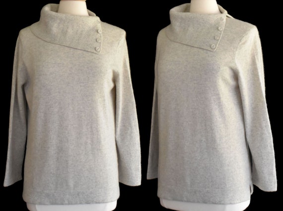 Gray Cashmere Sweater Grey Split Collar 