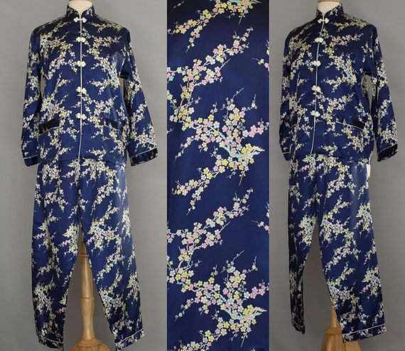 Asian Silk Lounge Pajama Set, Japanese Style Cher