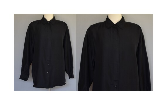 ON SALE Vintage Oversized Plain Black Long sleeve Slouchy BlouseTop from 90/'sminimal