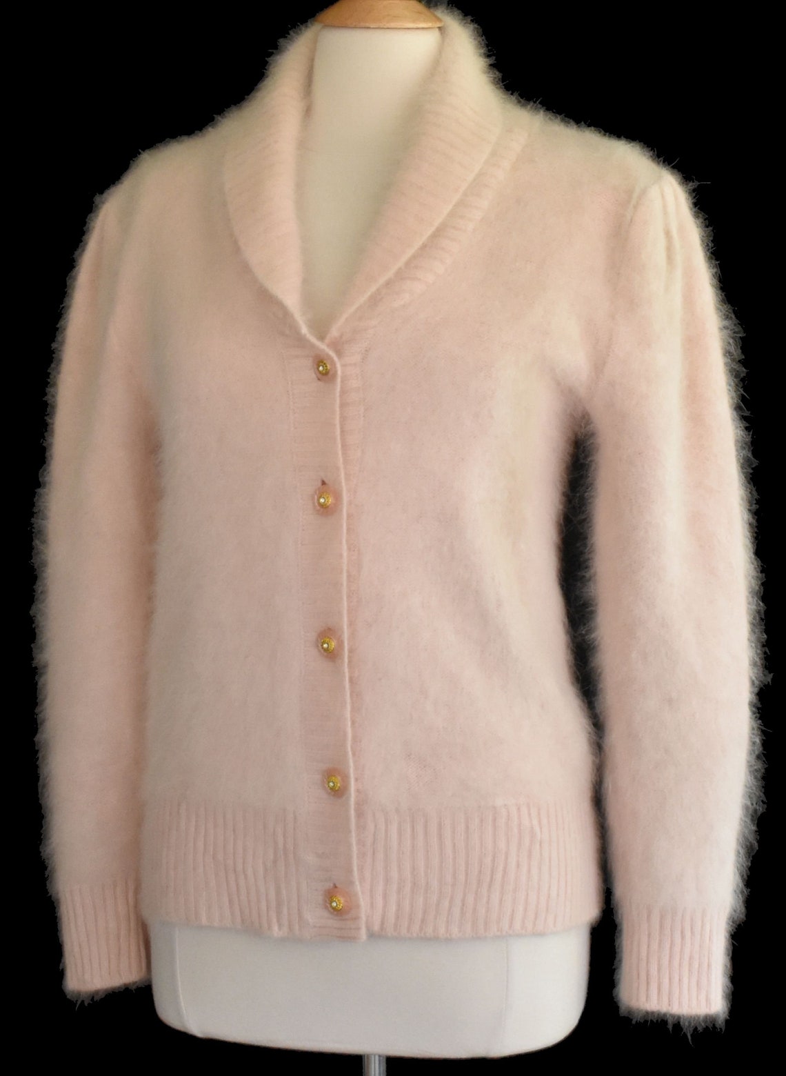 Pink Angora Cardigan Sweater Shawl Collar Angora Blend - Etsy
