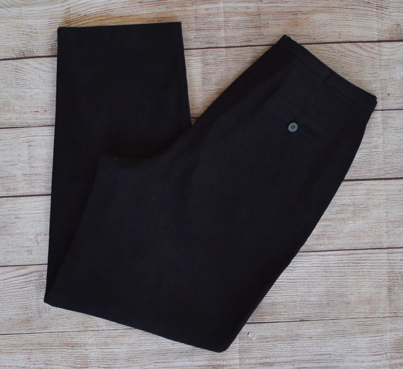 Zip Front Brushed Velvet Trousers Size 12 Black Moleskin Pants Flat Front Casual Pants