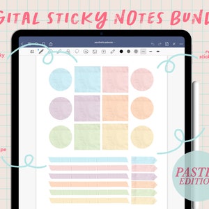 Realistic Digital Sticky Notes Sticker Bundle | Pastel Edition | Goodnotes | Noteshelf | Digital Sticky Notes and Washi Elements Pack