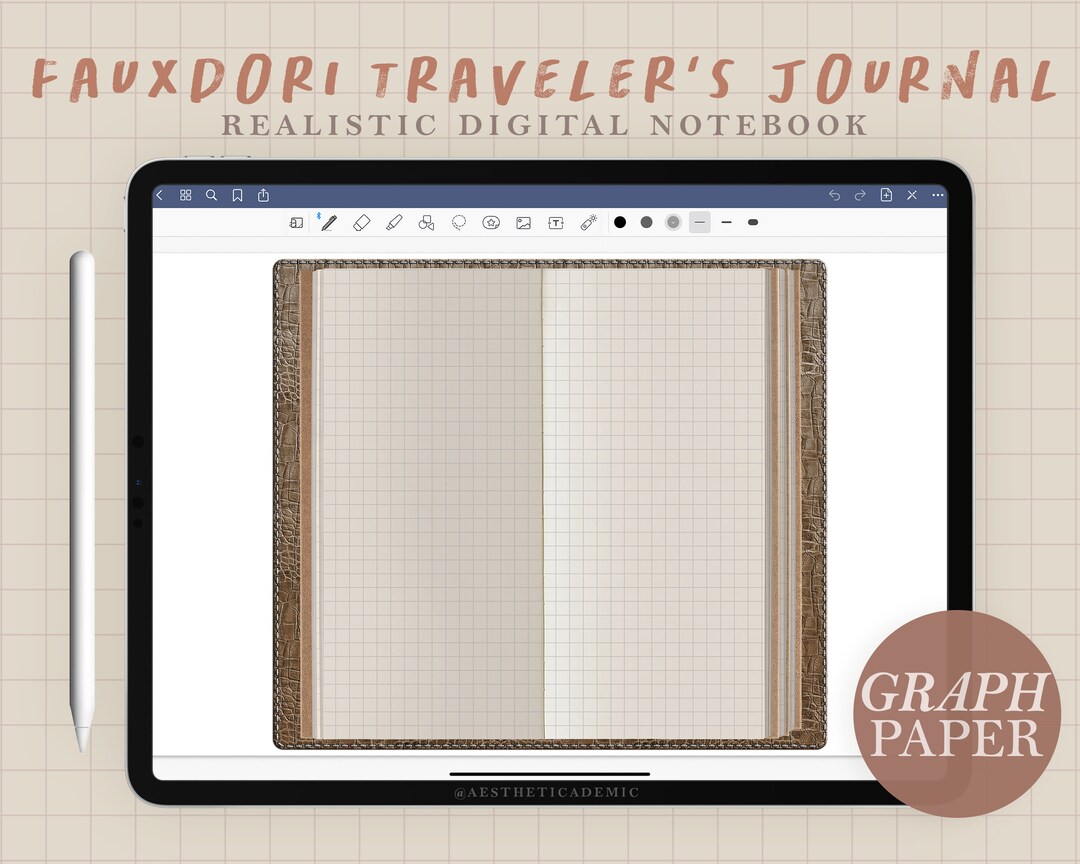 Travel Notebook Graph Realistic Digital Traveler's Journal / Graph Grid Notebook / PDF ...