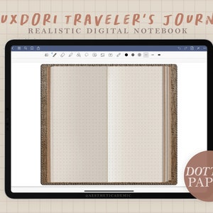 Realistic Digital Traveler&#39;s Journal / Dotted Notebook / PDF Planner Template