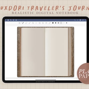 Realistic Digital Traveler&#39;s Journal / Plain Blank Notebook / PDF Planner Template
