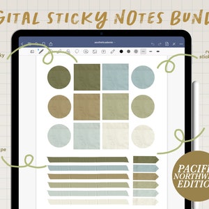 Realistic Digital Sticky Notes Sticker Bundle / PNW Edition / Goodnotes / Noteshelf / Evernote / Notability / Digital Sticker Pack
