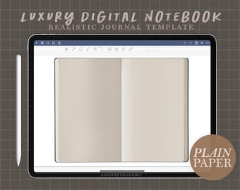 May include: A digital notebook app on a tablet screen with a blank white page open. The app has a toolbar with icons for drawing, text, and other features. The text "PLAIN PAPER" is in the lower right corner of the image.