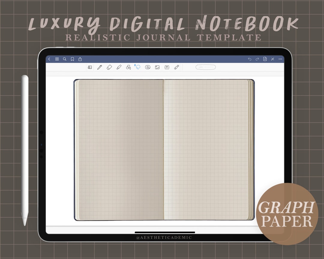 Notebook App Grid Realistic Digital Notebook / Graph Grid Journal / PDF Planner Template ...