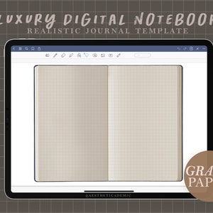 Realistic Digital Notebook / Graph Grid Journal / PDF Planner Template