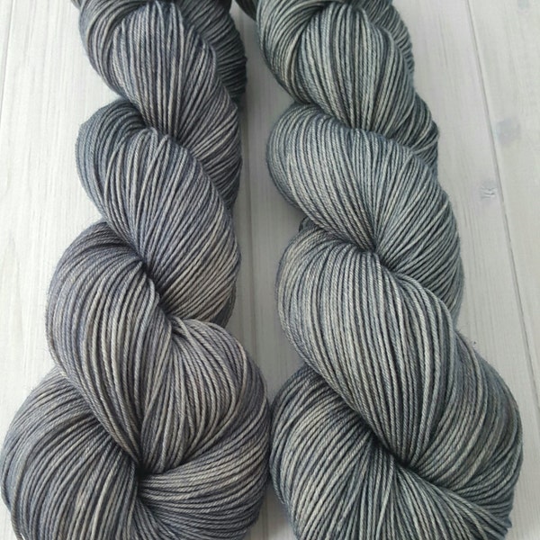 Hand dyed "Slate" superwash merino sock yarn