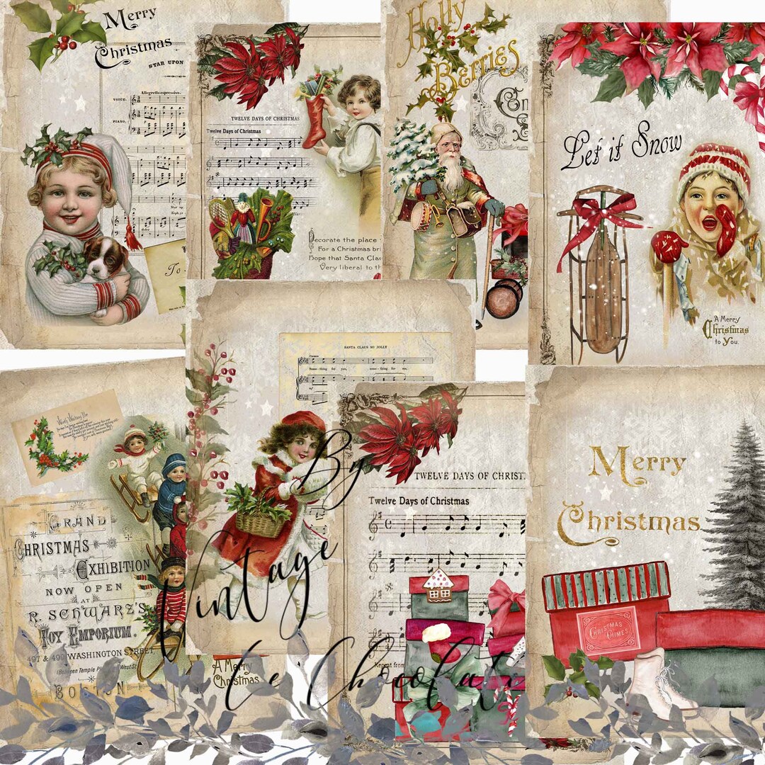Christmas Printable Collage Christmas Holiday Scrapbook Digital Paper