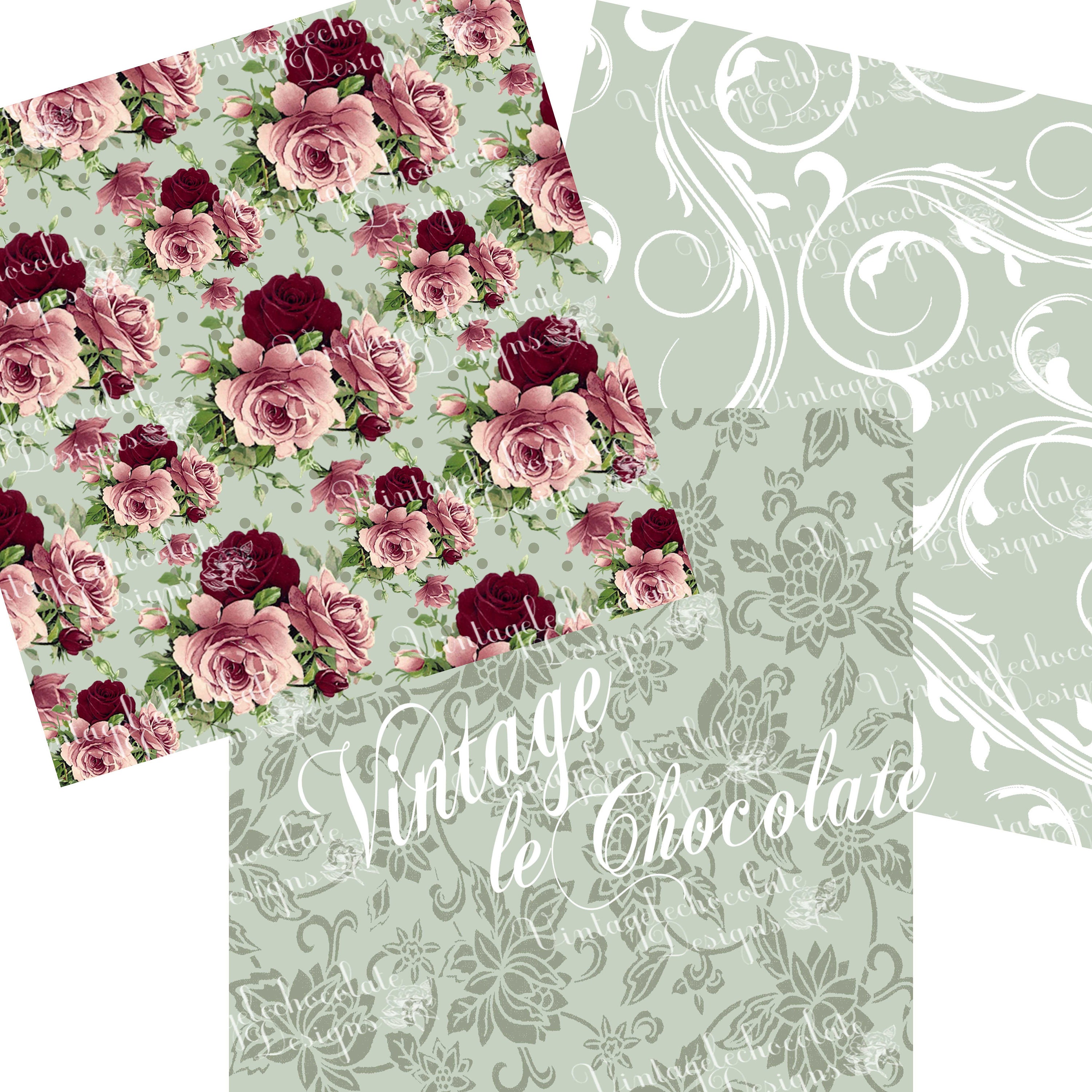 Cottage Rose Flower Pretty Shabby Chic Vintage Tissue Paper Wrap Sheets  50x75cm