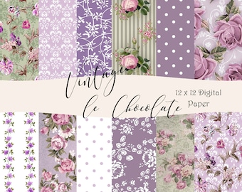 Lavender Rose Scrapbook Paper: Shabby Chic Printable (Digital Download)