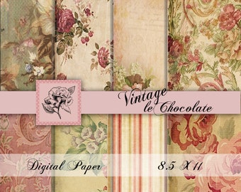 Digital Paper, Shabby Rose Digital Paper, Digital Paper, Shabby Chic Pink Digital Paper, Old Shabby Paper, Vintage Scrapbook Paper. No. 637